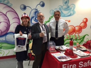 Members of the NY Chapter 2 Injury Prevention Committee hosted a Fire Safety Event at Brooklyn Hospital as part of regional efforts during National Fire Safety Week. Pictured are Injury Prevention Committee Member Dr. Sara Kopple (L) and Dr. Ken Bromberg (R), Department Chair of Pediatrics at Brooklyn Hospital and Chapter Member with a Local Firefighter.